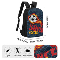 17 Inch School Super Soccer Print Backpack