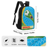 17 Inch School Brazil Football Soccer Print Backpack