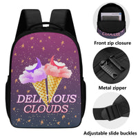 16 Inch Dual Compartment School Delicious Clouds Backpack