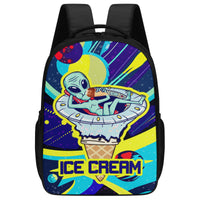 16 Inch Dual Compartment School Alien Ice-cream Backpack