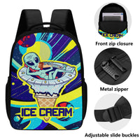 16 Inch Dual Compartment School Alien Ice-cream Backpack