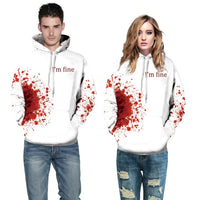 Humour Bloody 3D Print Hoodie Sweatshirt "I'm Fine" | Halloween Unisex Jumper Top