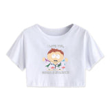 Funny Eric Cartman South Park "I Love You, Social Distancing" | Women's Cropped T-shirt Top - WickyDeez