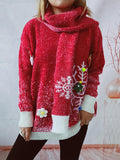 Casual Christmas Element Round Neck Sweater and Scarf Set