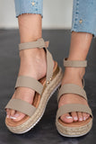 Espadrille Platform Sandals in Taupe | Adjustable Ankle Strap Platform Sole-WickyDeez | Trendsi-WickyDeez