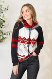 Stunning Double Take Full Size Christmas Drawstring Long Sleeve Hoodie