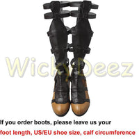 Wonder Woman Gold Armor Battle Gear Cosplay Costume + Sandal Boots w/ Lasso-DC Comics Cosplay-WickyDeez