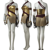 Wonder Woman Gold Armor Battle Gear Cosplay Costume + Sandal Boots w/ Lasso-DC Comics Cosplay-WickyDeez