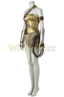 Wonder Woman Gold Armor Battle Gear Cosplay Costume + Sandal Boots w/ Lasso-DC Comics Cosplay-WickyDeez