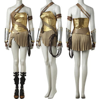 Wonder Woman Gold Armor Battle Gear Cosplay Costume + Sandal Boots w/ Lasso-DC Comics Cosplay-WickyDeez