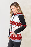 Stunning Double Take Full Size Christmas Drawstring Long Sleeve Hoodie