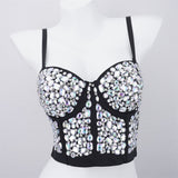 Women Corset Crop Tops | Streetwear Beading Diamond Push Up Bra Casual Tank Top