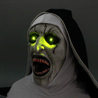 Special Edition: The Nun Mask with Glowing LED Eyes and Scary Audio Horror Voice Sounds Conjuring Valak Cosplay Mask-Horror Theme-WickyDeez