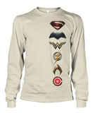 Justice League Movie Long Sleeve 100% Cotton Symbol Logo Shirt