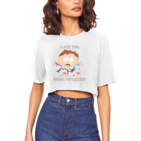 Funny Eric Cartman South Park "I Love You, Social Distancing" | Women's Cropped T-shirt Top - WickyDeez