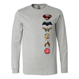 District Justice League Movie 100% Cotton Symbol Logo - Long Sleeve Jersey Tee