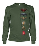 Justice League Movie Long Sleeve 100% Cotton Symbol Logo Shirt