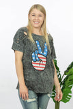 Peace, Love, USA Acid Wash Graphic Tee Laser Cut Style-WickyDeez | Trendsi-WickyDeez