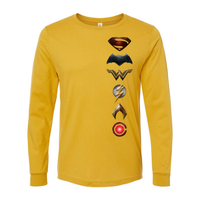 District Justice League Movie 100% Cotton Symbol Logo - Long Sleeve Jersey Tee