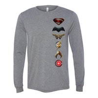 District Justice League Movie 100% Cotton Symbol Logo - Long Sleeve Jersey Tee