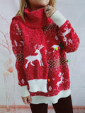 Xmas Element Round Neck Sweater and Scarf Set