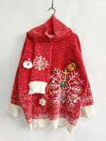 Casual Christmas Element Round Neck Sweater and Scarf Set