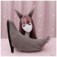 Anime Furry Fox Ear Headband with Tail | Lolita Costume Cosplay Cat Ears Hairpin Tail Prop