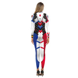 D.VA Harley Quinn 3D Print Bodysuit Long Sleeve Cosplay Costume Jumpsuit-Full-Back-of-Suit