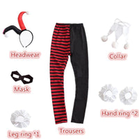 Kids Harley Quinn Jester Costume | Girls Children's Black Red & White Harley Jester Clown Cosplay Costume Dress - WickyDeez