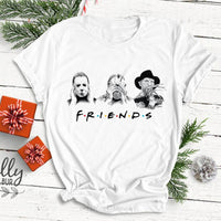 Halloween Horror Friends Tee Top | Pennywise Michael Myers Jason Voorhees Freddy Krueger Saw - WickyDeez