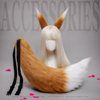 Anime Furry Fox Ear Headband with Tail | Lolita Costume Cosplay Cat Ears Hairpin Tail Prop