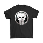 The Punisher Skull T Shirt Gildans Mens Grunge Black Tee-Marvel Comics Cosplay-WickyDeez