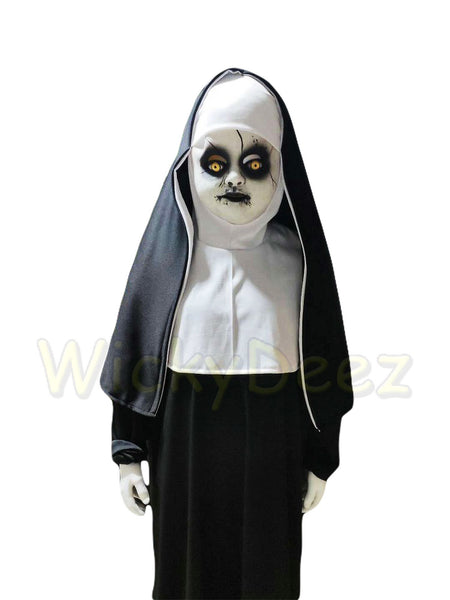 Rare Kids 2018 The Nun Full Costume Conjuring Valak Horror Mask & Veil Cosplay Halloween Outfit-Horror Theme-WickyDeez