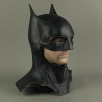 Full-Front-Right-Side-Angle-View-of-The-Batman-2021-Movie-Mask-Robert-Pattinson-Cosplay-Cowl-Costume-Prop-at-WickyDeez