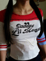 The No Hole or Rips Stiched Harley Quinn Shirt Daddy's Lil Monster Suicide Squad Version-DC Comics Cosplay-WickyDeez