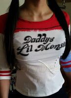 The No Hole or Rips Stiched Harley Quinn Shirt Daddy's Lil Monster Suicide Squad Version-DC Comics Cosplay-WickyDeez