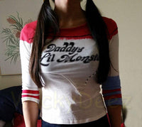 The No Hole or Rips Stiched Harley Quinn Shirt Daddy's Lil Monster Suicide Squad Version-DC Comics Cosplay-WickyDeez