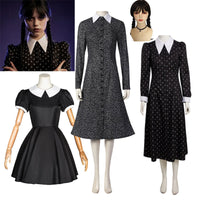 2022 Wednesday Addams Cosplay Costume Dress Optional Hair Wig Props