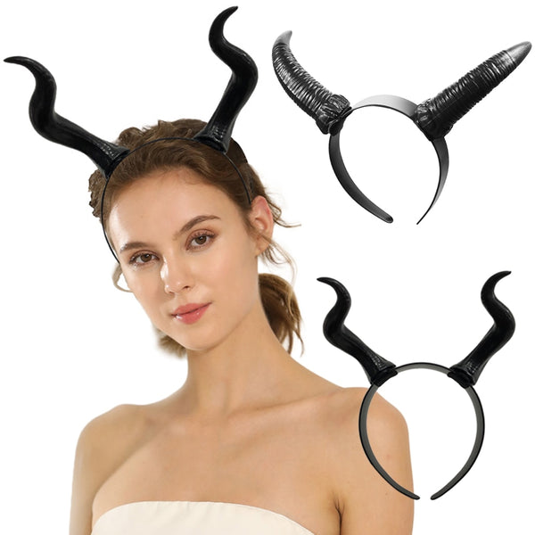 Black Queen Sheep Demon Witch Horn Headwear Cosplay Costume Hairband