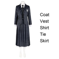 Inspired 2022 Wednesday Addams Cosplay Costume Nevermore Collage School Uniform Suit Coat Prop