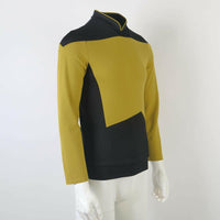 Star Trek TNG Cosplay Costume Gold Shirt Starfleet Operations Uniforms + Badge Set - WickyDeez