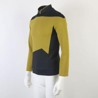 Star Trek TNG Cosplay Costume Gold Shirt Starfleet Operations Uniforms + Badge Set - WickyDeez