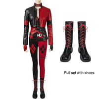 NEW Suicide 2 Harley Quinn Full Costume | Red & Black Jester Punk Cosplay Outfit Set Options - WickyDeez