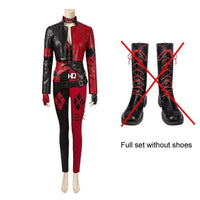 NEW Suicide 2 Harley Quinn Full Costume | Red & Black Jester Punk Cosplay Outfit Set Options - WickyDeez