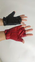 Inspired Suicide 2 Harley Quinn Gloves | Red And Black Cosplay Costume Half Fingered Glove - WickyDeez