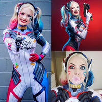 Suicide Squad Harley Quinn D.VA Skin Cosplay Costumes Lycra Spandex Bodysuit (Adult & Kids Sizes) - WickyDeez