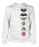 Justice League Movie Long Sleeve 100% Cotton Symbol Logo Shirt