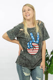 Peace, Love, USA Acid Wash Graphic Tee Laser Cut Style-WickyDeez | Trendsi-WickyDeez