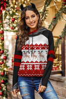 Stunning Double Take Full Size Christmas Drawstring Long Sleeve Hoodie