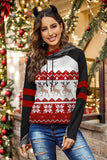 Stunning Double Take Full Size Christmas Drawstring Long Sleeve Hoodie